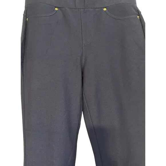 Michael Kors Womens Navy Pull-On Pants With Gold Accents - Size L - Picture 2 of 7